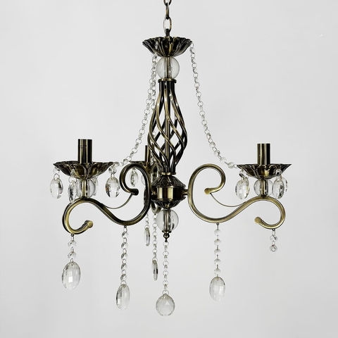 Класична люстра-підсвічник на 3 лампи у бронзовому корпусі Ø 50 см