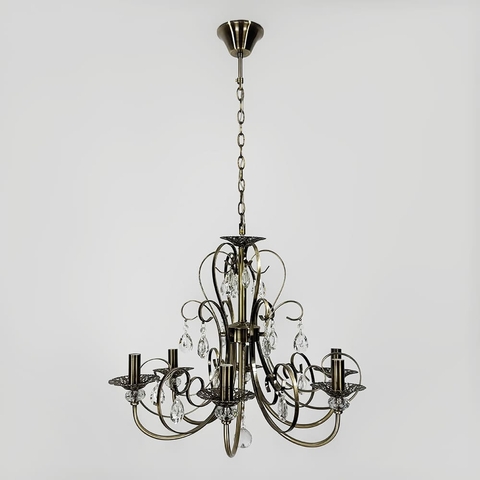 Бронзова люстра-підсвічник на 6 ламп у корпусі Ø 60 см