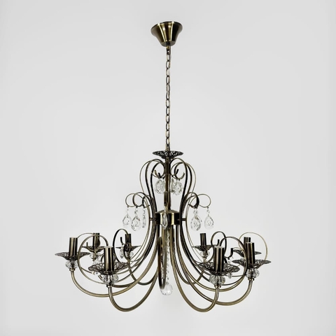 Бронзова люстра-підсвічник на 8 ламп у корпусі Ø 70 см