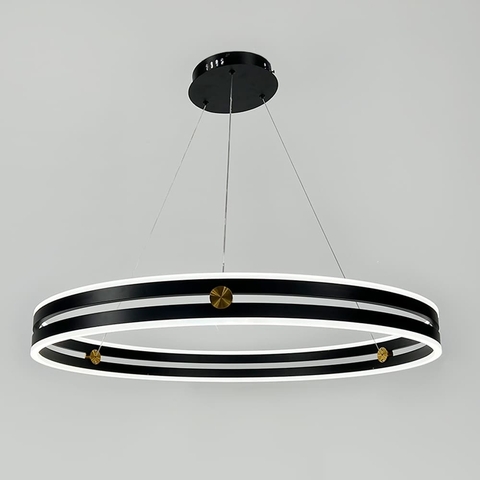 Люстра із підвісним кільцевим чорним корпусом Ø 80 см