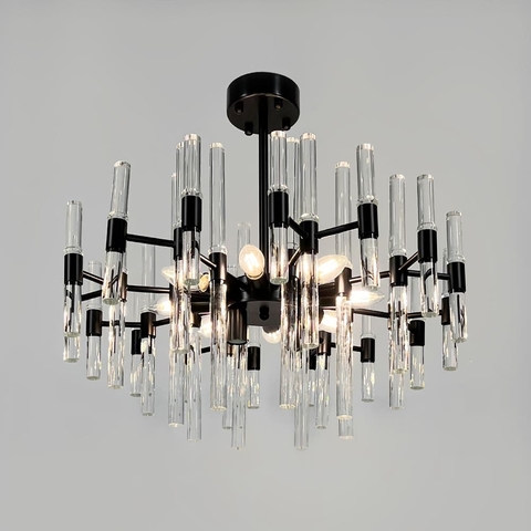 Розкішна чорна люстра із скляними паличками Ø 55 см