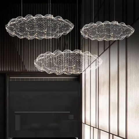 Декоративная люстра-облачка LED CLOUD в серебряном корпусе 100х50 см