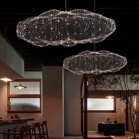 Декоративная люстра-облачка LED CLOUD в серебряном корпусе 120х63 см