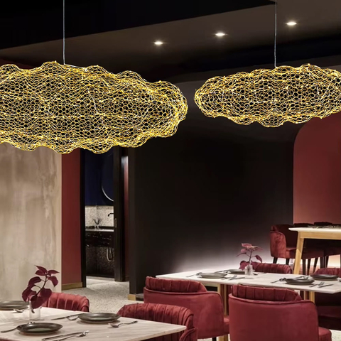 Декоративна люстра-хмаринка LED CLOUD у золотому корпусі 120х65 см