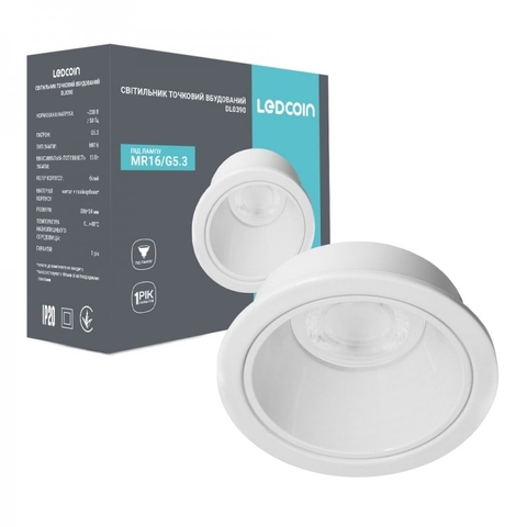 Вбудований світильник Ledcoin під лампу G5.3 білий Ø 8,6х3,4 см