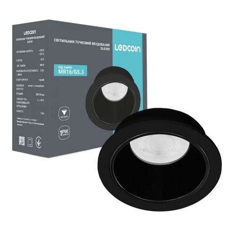 Вбудований світильник Ledcoin під лампу G5.3 чорний Ø 8,6х3,4 см