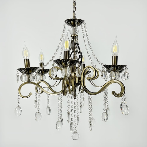 Класична люстра-підсвічник на 6 ламп у бронзовому корпусі Ø 60 см