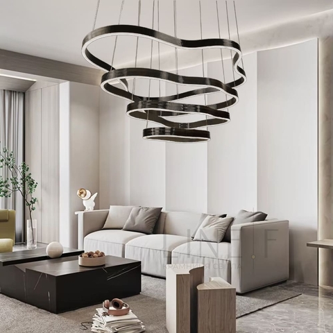 Вражаюча чорна люстра на 4 яруси 100+83+63+43 см