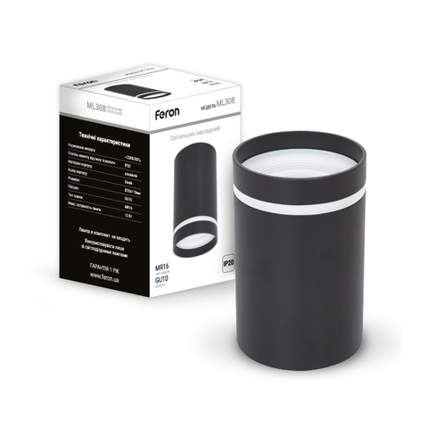 Накладной светильник черного цвета с декоративным элементом