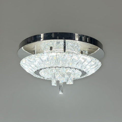 Стельова хромована люстра із прозорим кришталем Ø 40 см