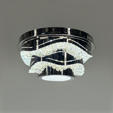 Хромована стельова люстра з прозорим кришталем Ø 40 см