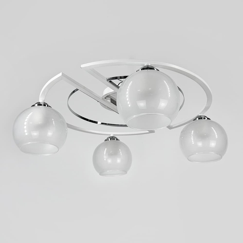 Білосніжна стельова люстра на 4 плафони Ø 47 см