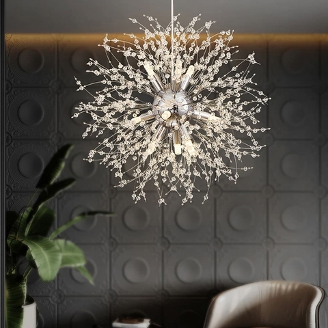 Пушистый подвесной светильник в виде одуванчика в корпусе хром Ø 40 см