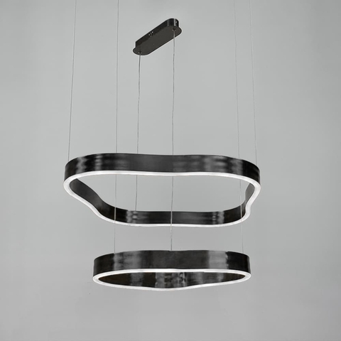 Необычная и эффектная люстра на 2 яруса 60+40 см в черном корпусе