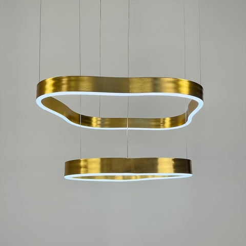 Необычная и эффектная люстра на 2 яруса 60+40 см в золотом корпусе