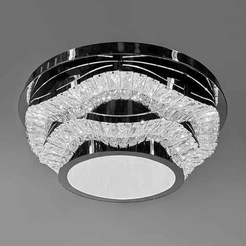 Хромована стельова люстра з прозорим кришталем Ø 58 см