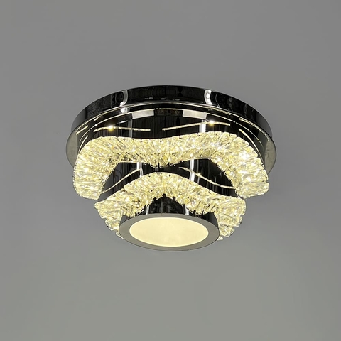 Хромована стельова люстра з прозорим кришталем Ø 33 см