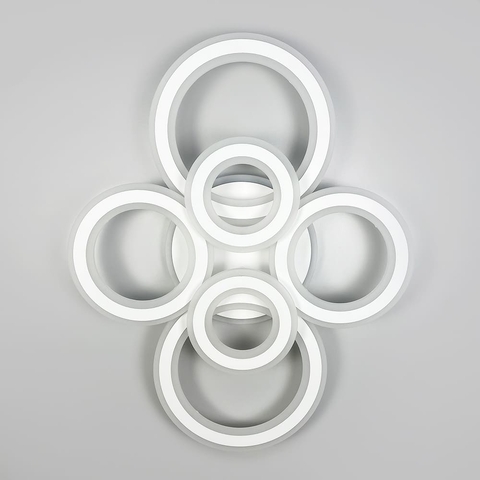 Стельова люстра на 6 кілець у білому корпусі 63×80 см