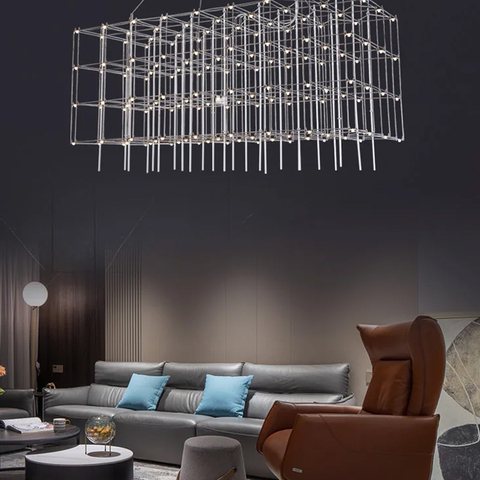 Серия геометрических люстр в форме параллелепипеда 120х60х60 см