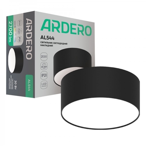 Світлодіодний накладний світильник 30Вт 4000K чорний Ø14х6 см 