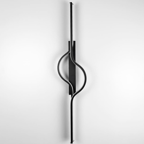 Настінний чорний бра у хвилеподібному корпусі 80 см