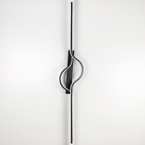 Настінний чорний бра у хвилеподібному корпусі 100 см