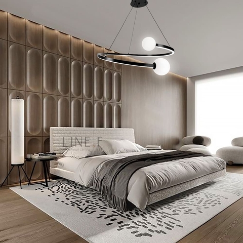 Чорна LED люстра Ring з 2 білими плафонами Ø 50 см