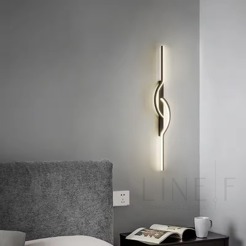 Сучасний настінний світлодіодний чорний світильник 60 см