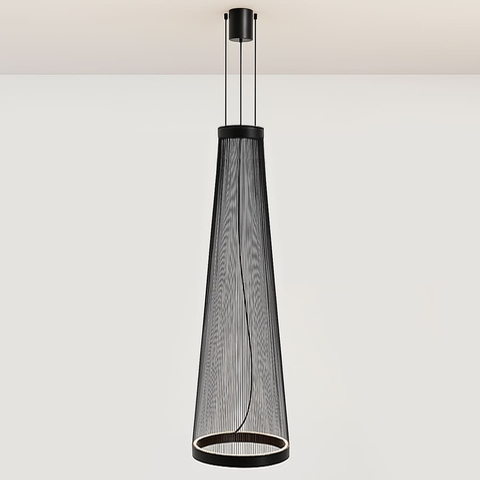 Конусоподібний світильник з чорними вертикалями у чорному корпусі Ø55×192 см