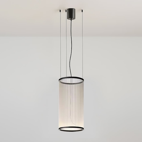 Мінімалістичний світильник у чорному корпусі з білими нитками Ø37х73 см