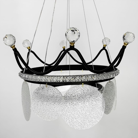 Підвісна чорна люстра у вигляді корони Ø 48 см