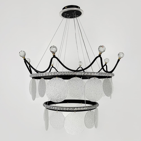 Підвісна чорна люстра у вигляді корони Ø 68 см