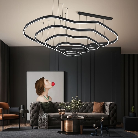 Незвичайна та ефектна люстра на 5 ярусів Ø 120 см у чорному корпусі