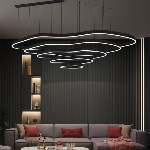 Незвичайна та ефектна чорна люстра на 5 ярусів Ø 120 см