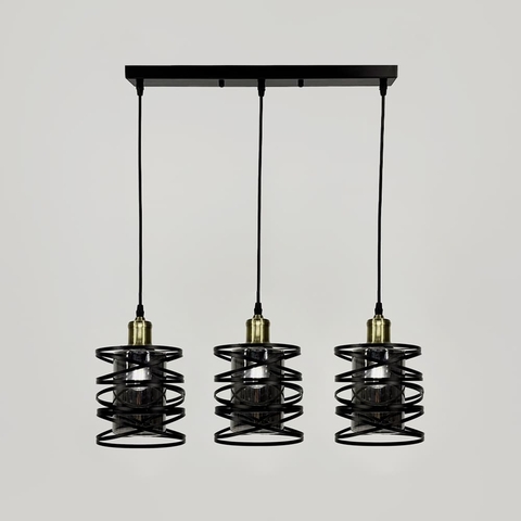 Потрійний підвіс у чорному видовженому корпусі з графітовими плафонами