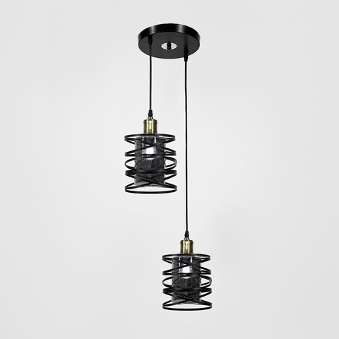 Двойной подвес в черном круглом корпусе с графитовыми плафонами