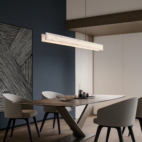 Подвесная люстра с эффектом мрамора в удлиненном корпусе 100 см