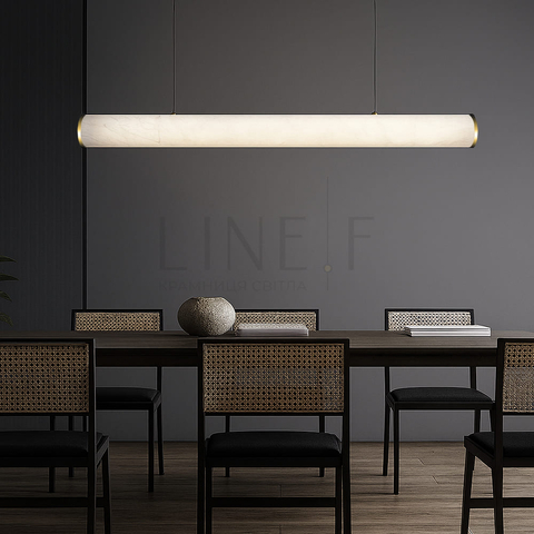 Підвісна видовжена люстра з ефектом мармуру у корпусі 120 см