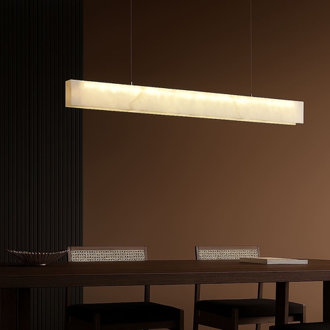 Підвісна люстра з ефектом мармуру у видовженому корпусі 120 см