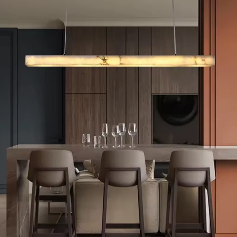 Підвісна люстра з ефектом мармуру у видовженому корпусі 150 см