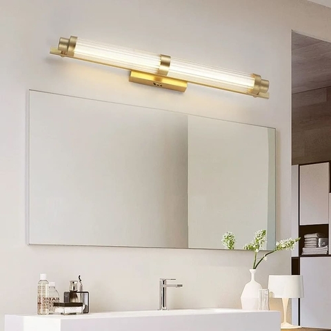 Бра з скляним корпусом та латуними деталями довжиною 90 см