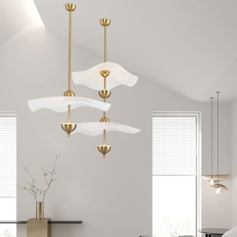 Латунний світильник із двома хвилястими плафонами Ø 50 см