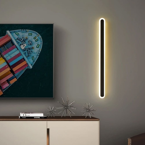 Видовжене чорне бра у металевому корпусі 60 см