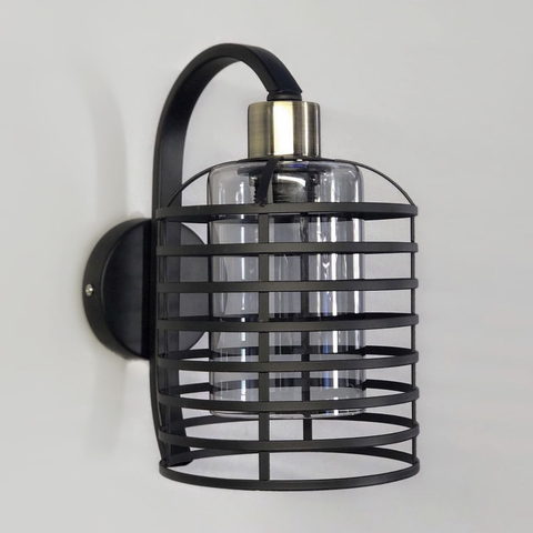 Бра в стиле Лофт в черном корпусе с графитовым плафоном