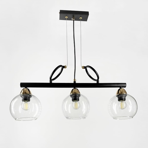 Удлиненная люстра Лофт на 3 прозрачных плафона