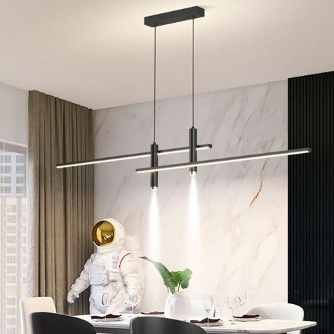 Видовжена люстра у чорному геометричному корпусі 120 см