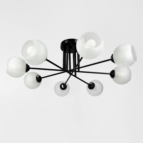 Сучасна плафонна люстра в чорному корпусі на 8 ламп Ø 80 см