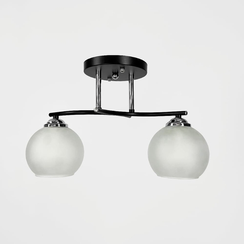 Стельова люстра в чорному корпусі на 2 плафони 40х16 см