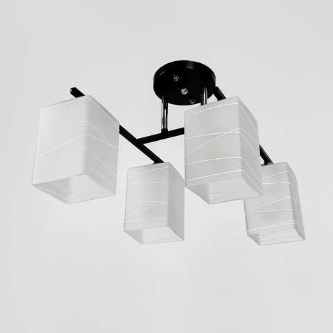 Прямокутний плафонний світильник на 4 лампи в чорному корпусі 43х29 см