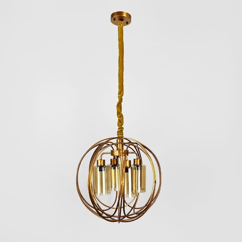 Люстра Лофт у мідному корпусі форми плетена сфера Ø 50 см